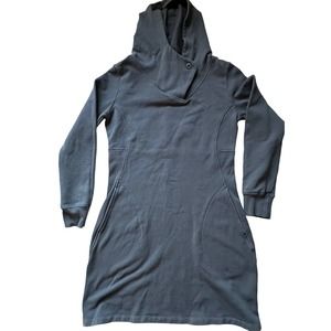 Toad & Co Tendresse Organic Cotton Grey Hooded Athletic Dress Pockets S